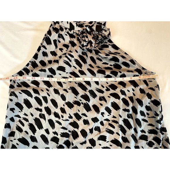 Cynthia Rowley Womens Halter Top Rosette Detail Printed Black White Size Medium - Picture 4 of 5